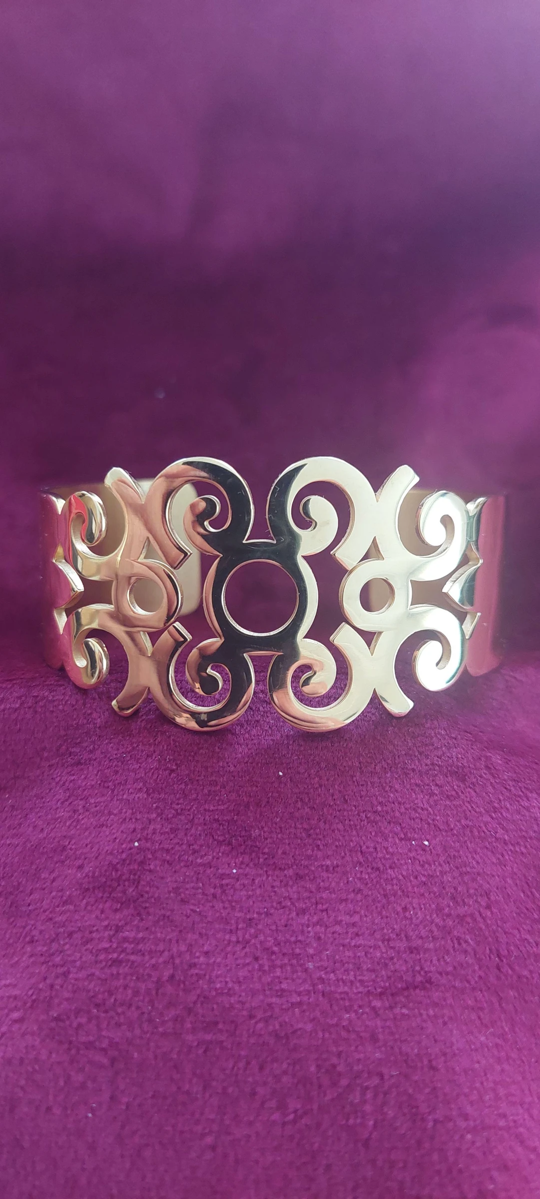Magnifique Bracelet Manchette Doré Ajouré - Style "Les Georgettes" (28mm)